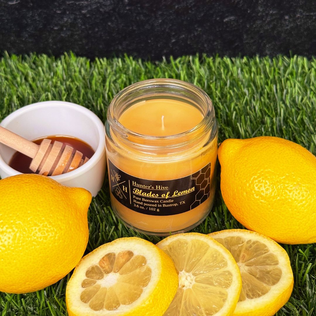 Blades of Lemon Beeswax Candle