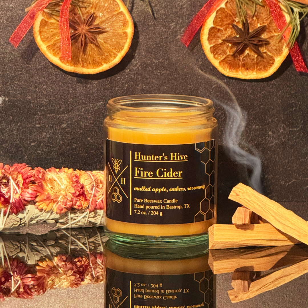 Fire Cider Beeswax Candle